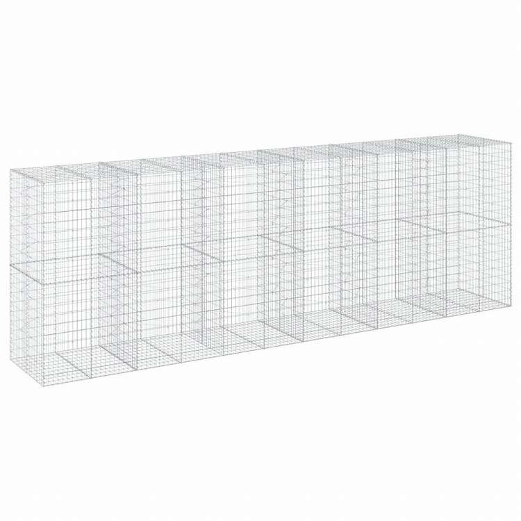 vidaXL 蛇籠バスケット カバー付き 600x100x200cm 亜鉛メッキ鉄ホーム&ガーデン 芝&ガーデン ガーデニング 鉢植え・プランター(代引不可)