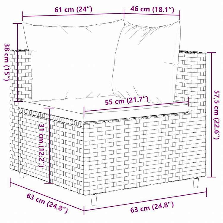 vidaXL ガーデンラウンジ6点セット クッション付き グレー ポリラタン製家具 アウトドア家具 屋外家具セット(代引不可)