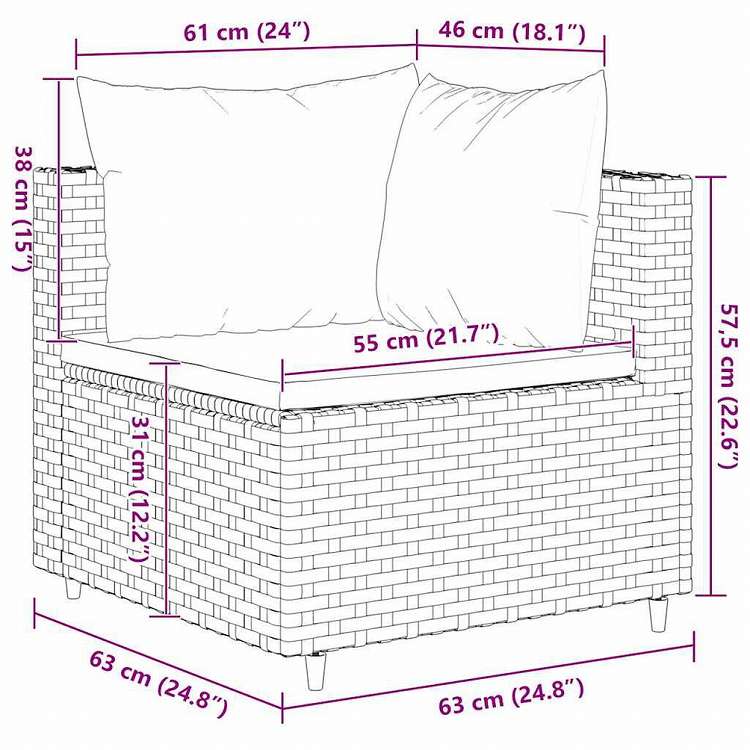 vidaXL ガーデンラウンジ6点セット クッション付き グレー ポリラタン製家具 アウトドア家具 屋外家具セット(代引不可)