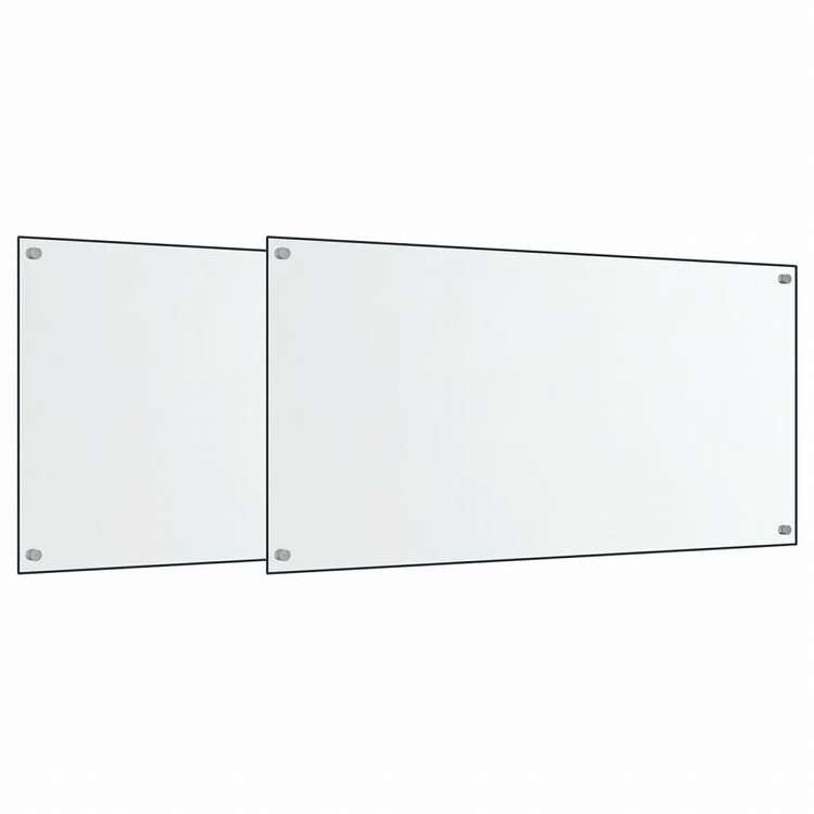 vidaXL キッチン用 汚れ防止板 2点 透明 80x50cm 強化ガラス製ホーム&ガーデン キッチン&ダイニング キッチンツール&調理器具(代引不可)