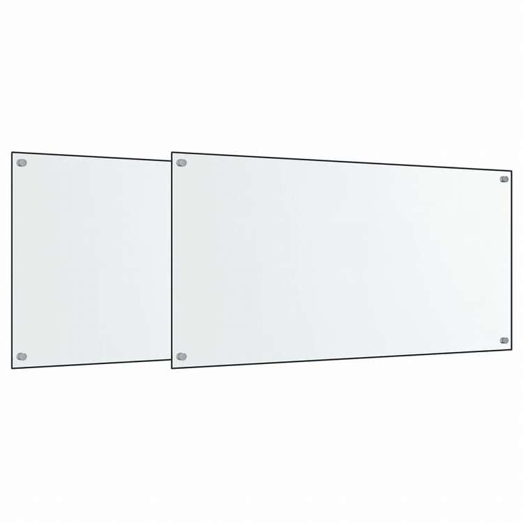 vidaXL キッチン用 汚れ防止板 2点 透明 80x60cm 強化ガラス製ホーム&ガーデン キッチン&ダイニング キッチンツール&調理器具(代引不可)