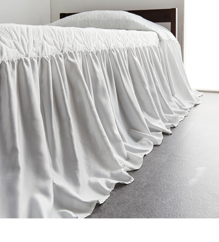 ベッドカバーベッドスプレッドダブル刺繍フリル銀糸150×280×45cmベッドスカートD1枚入りホテル仕様北欧寝具【送料無料】