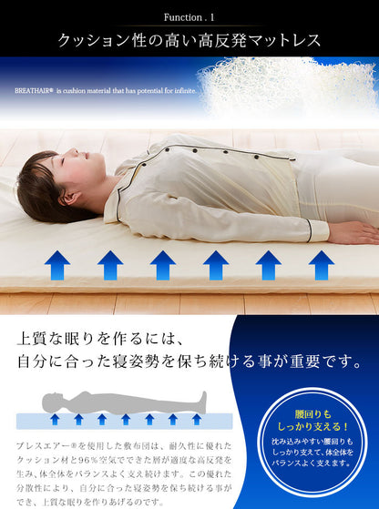 ブレスエアーシングル東洋紡ブレスエアマットレス洗えるウォッシャブル日本製高反発カバー付き[東洋紡BREATHAIRブレスエアーシングルマットレス95×208×4cmメッシュカバー付き]【ポイント10倍】【送料無料】【smtb-F】【RCP】