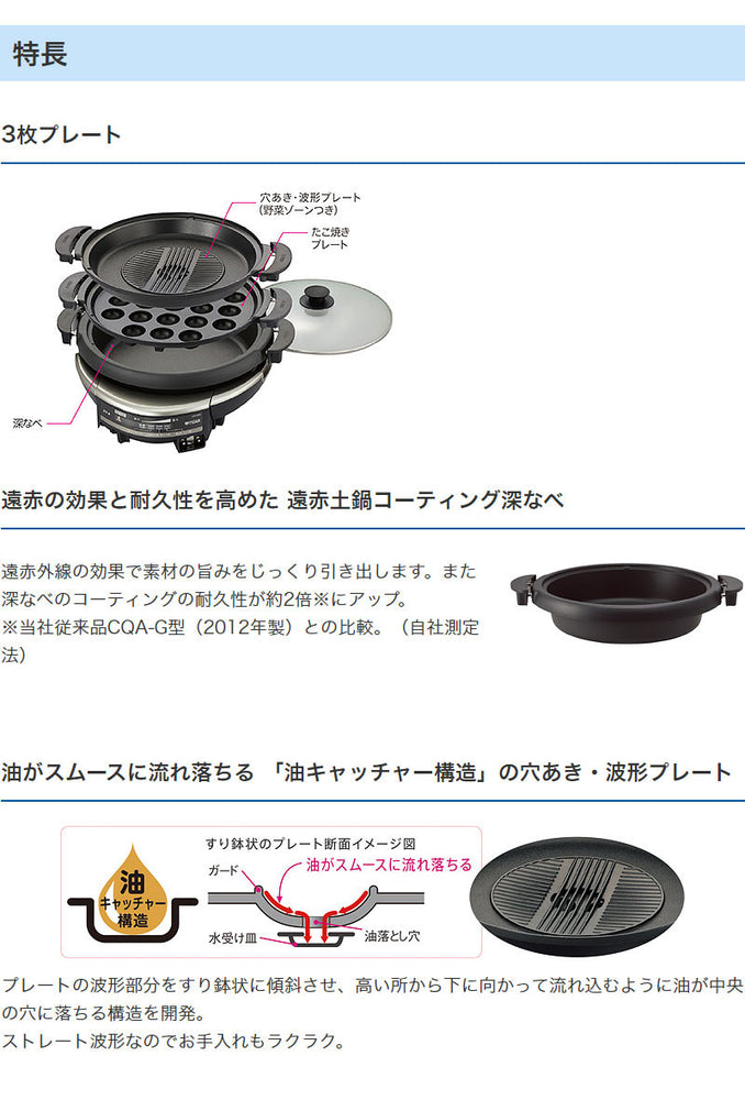 新品タイガーTIGERグリル鍋 深鍋たこ焼き焼肉5.0L CQD-B300-TH