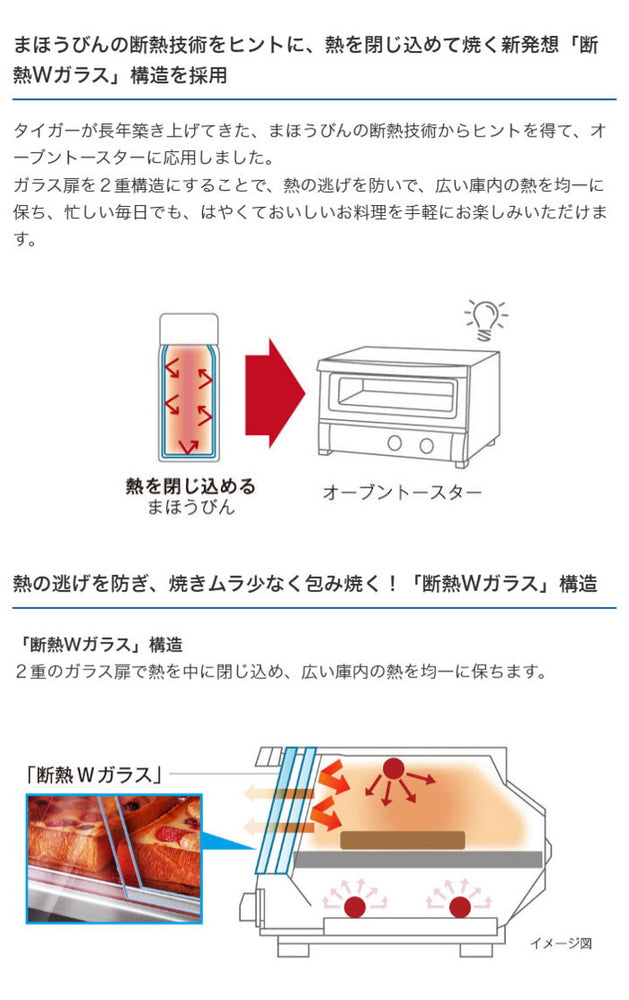 タイガー魔法瓶オーブントースターやきたてKAT-B130KMW断熱ガラストースター【送料無料】