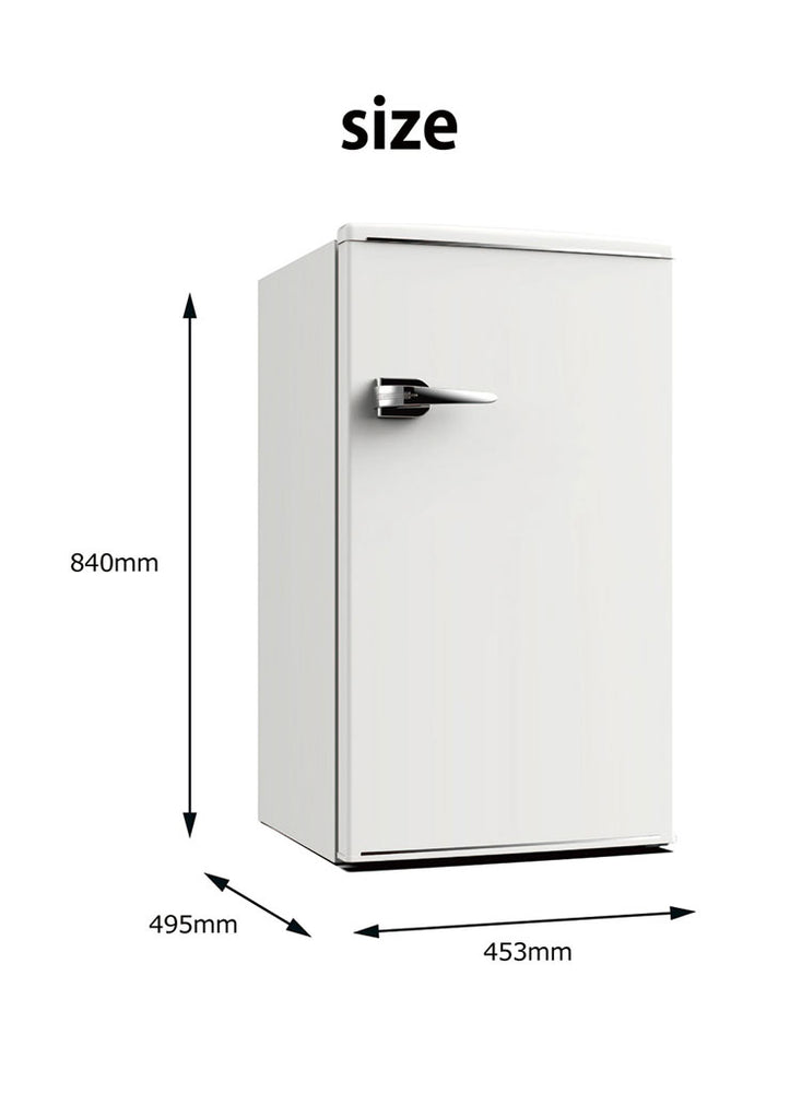 1ドアレトロ冷蔵庫 85L RT-185 ホワイト 小型 コンパクト 冷蔵庫 