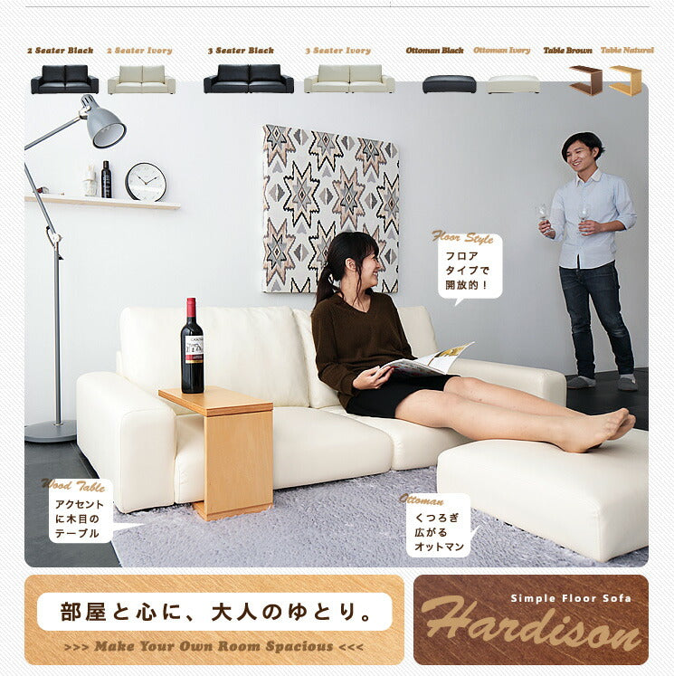 シンプルフロアソファ【Hardison】ハーディソン3人掛け単品(代引不可)【ポイント10倍】【送料無料】【smtb-f】